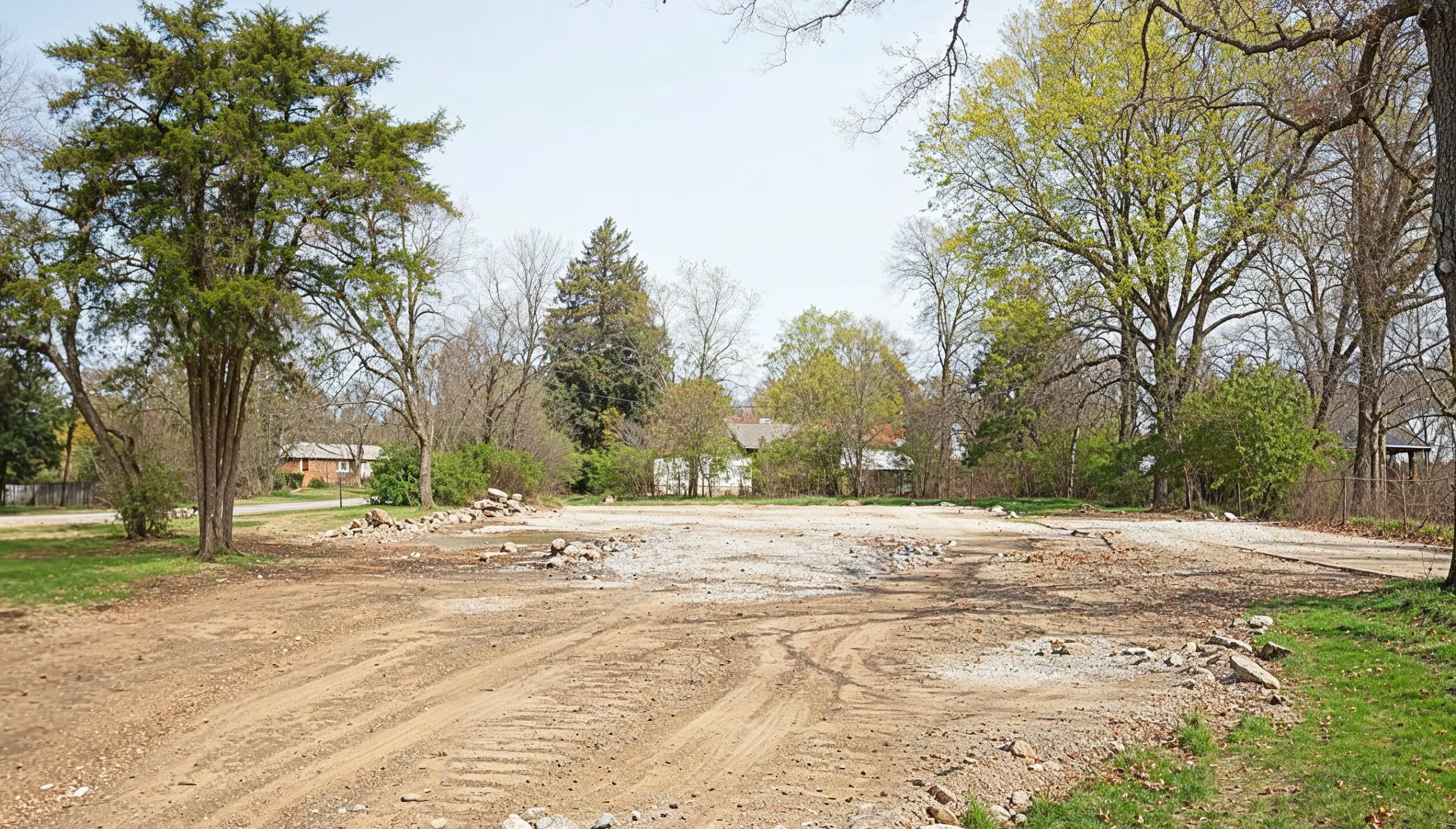 Residential demolition project in Dallas TX showing completely cleared lot after house removal and site preparation