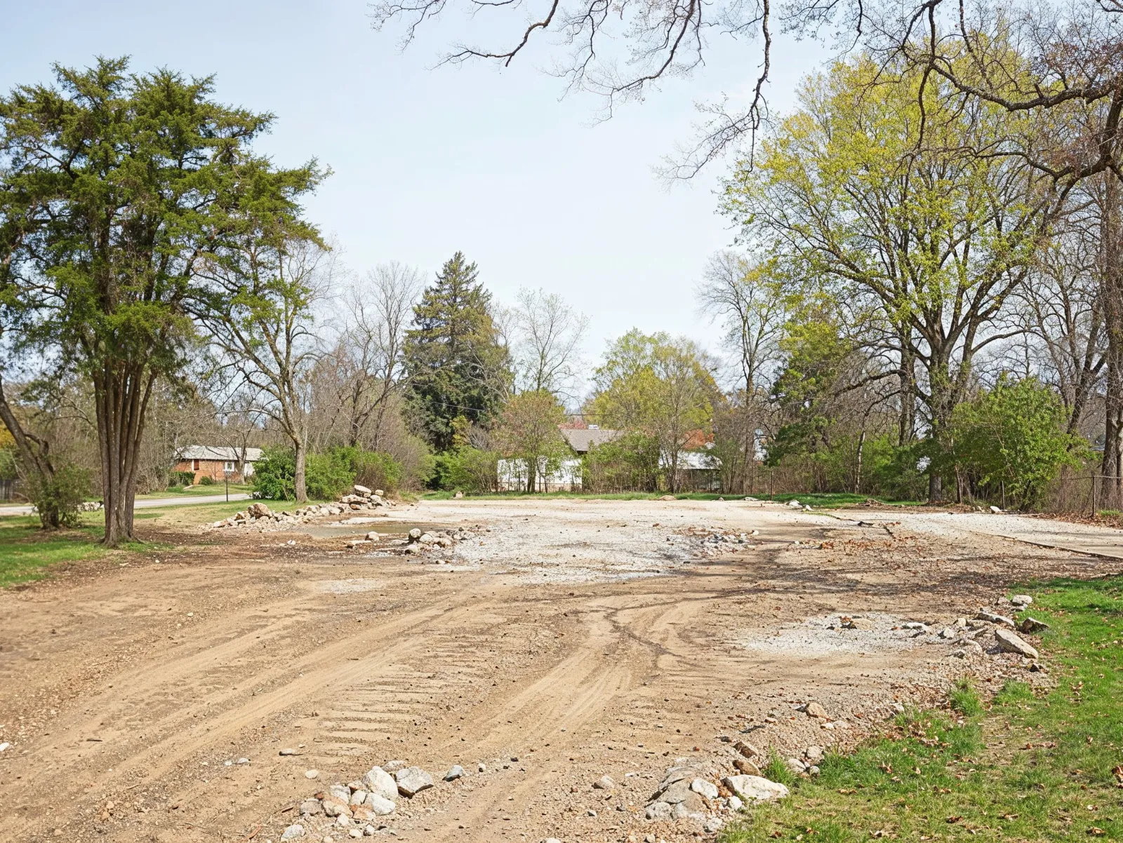 Residential house demolition project in Dallas TX showing home removed and clean leveled lot ready for construction
